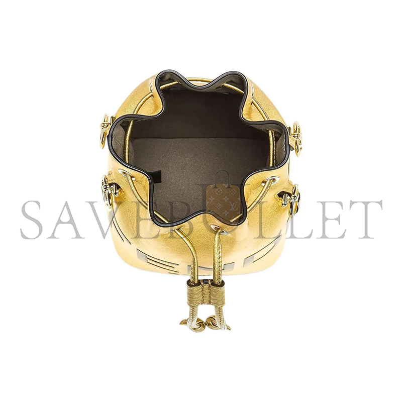 FENDI MON TRESOR MINI LEATHER BUCKET BAG IN GOLD 8BS010AK61F1GNN (18*12*10m)